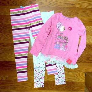 Girls Leggings Set - Graphic Long Sleeve Birthday Girl Graphic Ruffles- 10/12